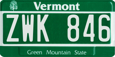 VT license plate ZWK846