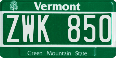 VT license plate ZWK850