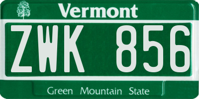 VT license plate ZWK856
