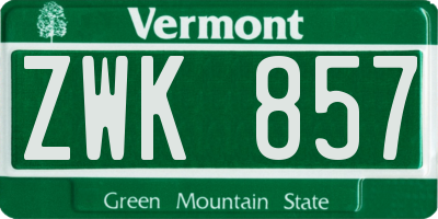 VT license plate ZWK857