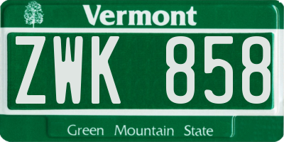 VT license plate ZWK858