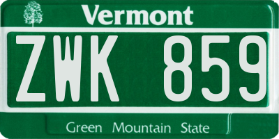 VT license plate ZWK859