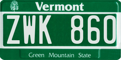 VT license plate ZWK860