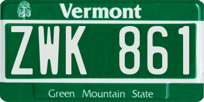VT license plate ZWK861