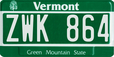 VT license plate ZWK864