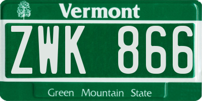 VT license plate ZWK866