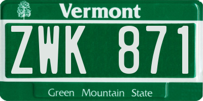 VT license plate ZWK871