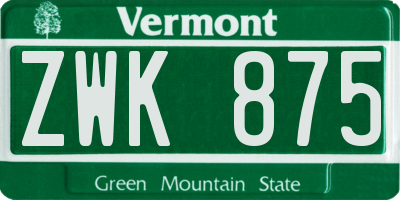 VT license plate ZWK875