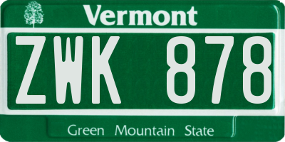 VT license plate ZWK878