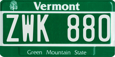 VT license plate ZWK880