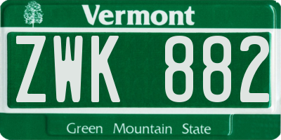 VT license plate ZWK882