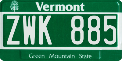 VT license plate ZWK885
