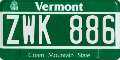 VT license plate ZWK886