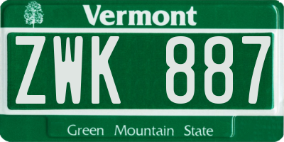 VT license plate ZWK887