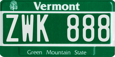 VT license plate ZWK888