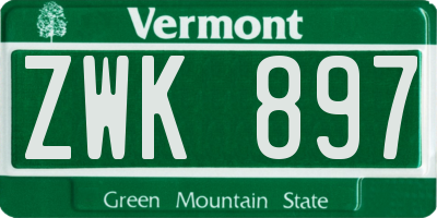 VT license plate ZWK897