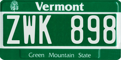 VT license plate ZWK898