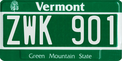 VT license plate ZWK901
