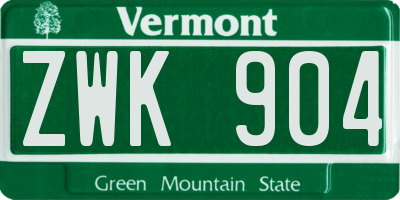 VT license plate ZWK904