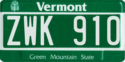 VT license plate ZWK910