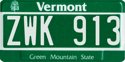 VT license plate ZWK913