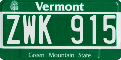 VT license plate ZWK915