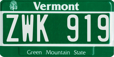 VT license plate ZWK919