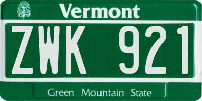 VT license plate ZWK921