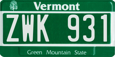 VT license plate ZWK931