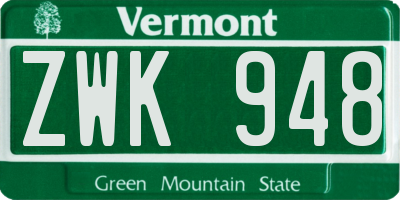 VT license plate ZWK948