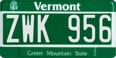 VT license plate ZWK956