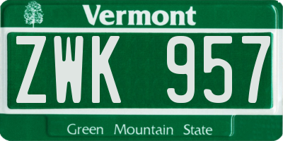 VT license plate ZWK957