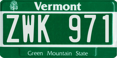 VT license plate ZWK971