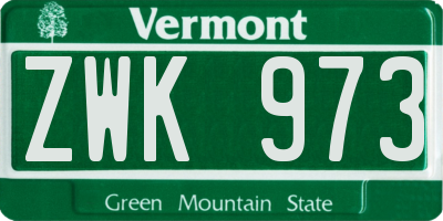 VT license plate ZWK973