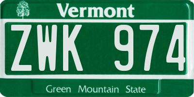 VT license plate ZWK974