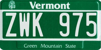 VT license plate ZWK975