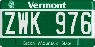 VT license plate ZWK976