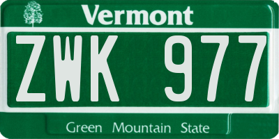 VT license plate ZWK977