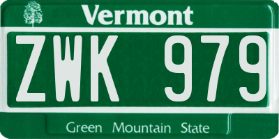 VT license plate ZWK979