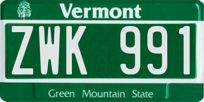 VT license plate ZWK991