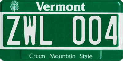 VT license plate ZWL004