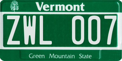 VT license plate ZWL007