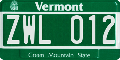 VT license plate ZWL012