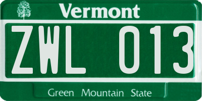 VT license plate ZWL013