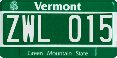 VT license plate ZWL015