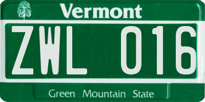 VT license plate ZWL016