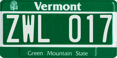VT license plate ZWL017