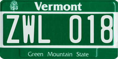 VT license plate ZWL018