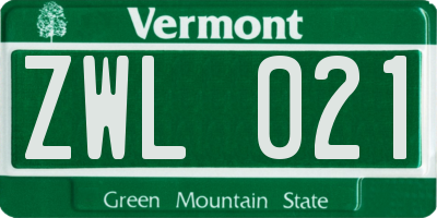 VT license plate ZWL021