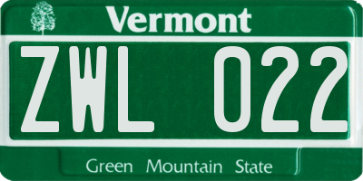 VT license plate ZWL022